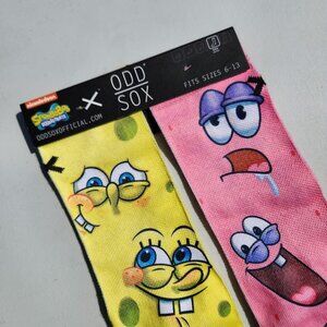 NEW Odd Sox Spongebob Squarepants & Patrick Starfish Crew Socks New w/ Tags Size